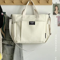 Urban Minimalist Large Capacity Canvas Tote Bag (White)