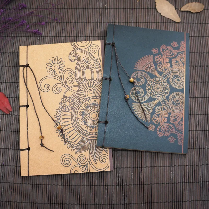 32K Handmade Classic Notebook with Traditional Chinese Painting Series Vintage Thread Binding Stationery 3