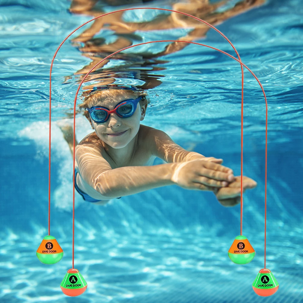 2pcs Diving Pool Toys Set No Toxic Through Door Diving Ring Body Exercise Swim Through Door Toys Durable PVC for Kid Child 2