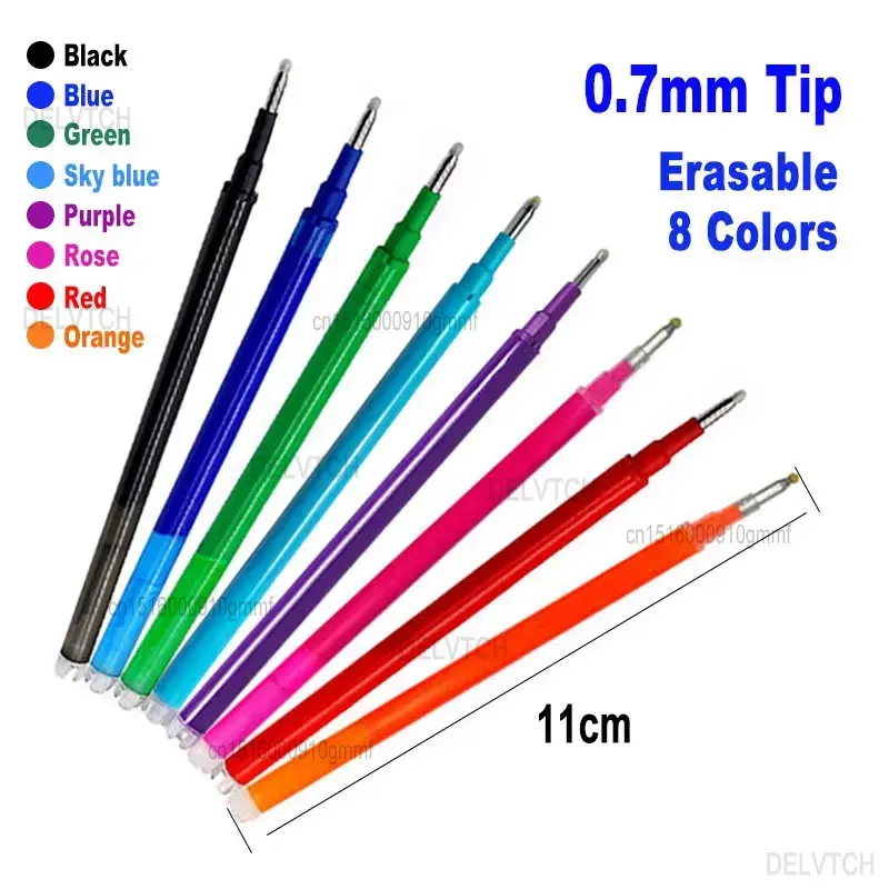 8Pcs/Set 0.7mm Erasable Gel Pen Refill Blue Black 8 Color Ink Rod Bullet Tip Office School Writing Stationery Washable Handle 8pcs set gold foil letter pads writing paper for envelopes invitation cards cover office letter pads school kawaii stationery