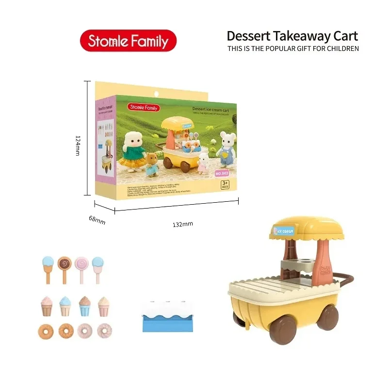 Animal Toy Set New Forest Outdoor station wagon school bus DIY Simulation Furniture Girl Play House Toys kid birthday Gift