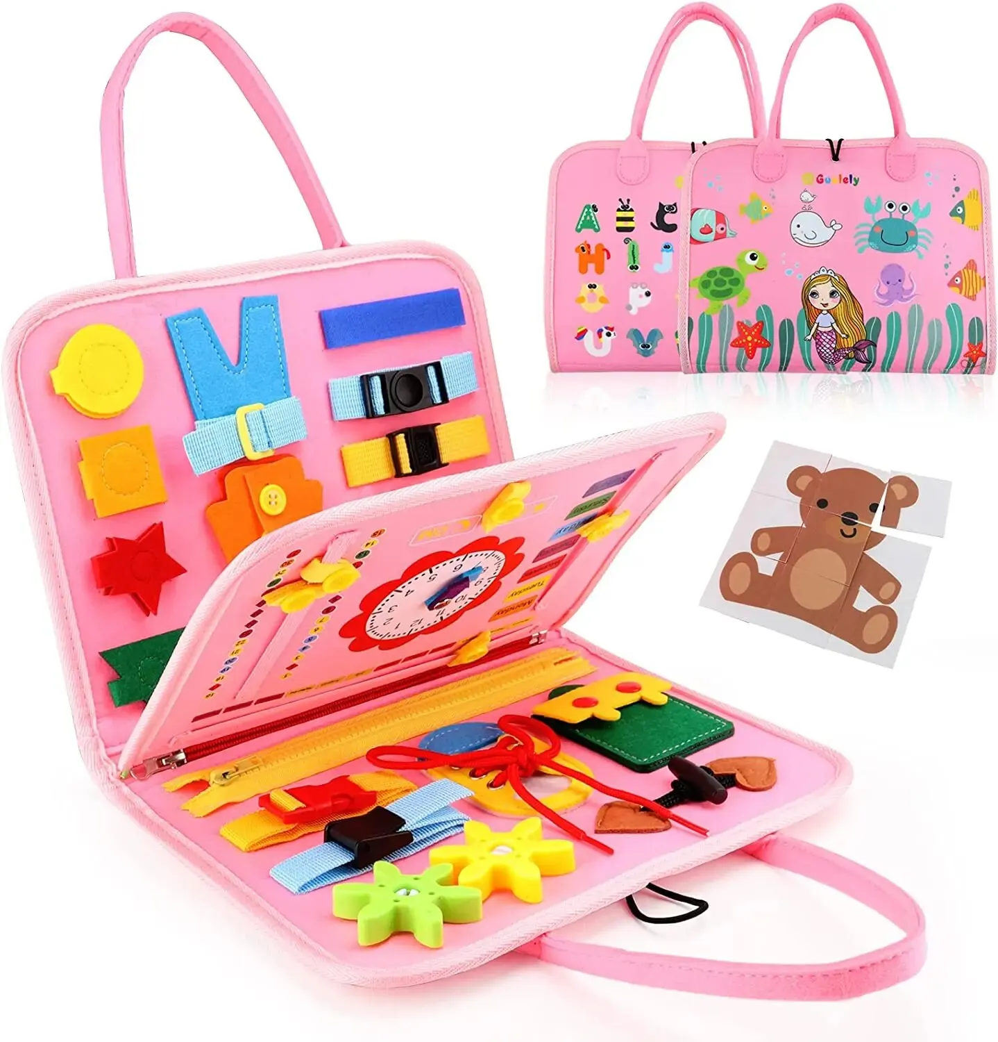 educational toys Montessori Busy Board Felt Sensory Board for Toddlers Educational Activity Developing Basic Dress Fine Motor Skills Travel Toys
