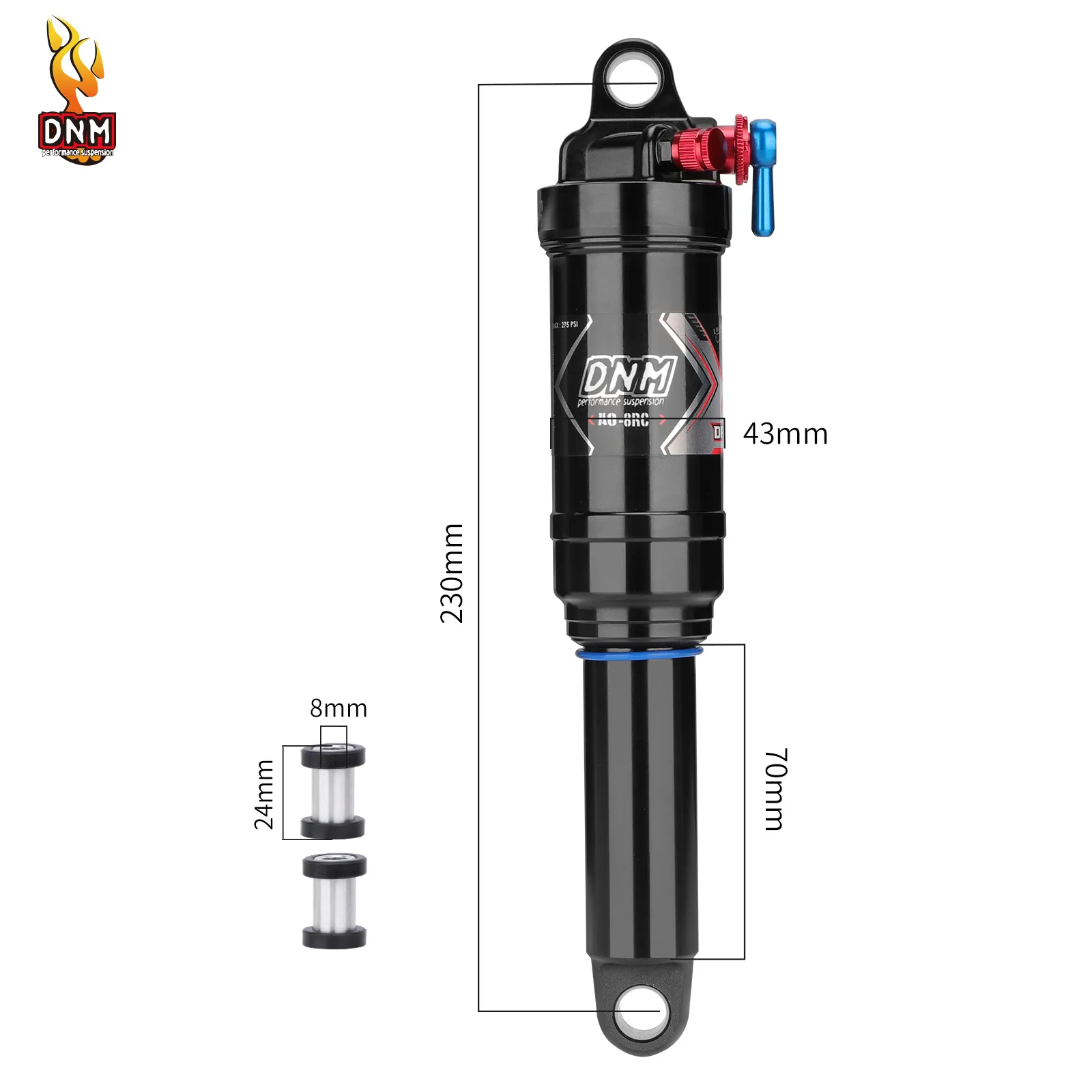 MTB エアサス DNM AOY-36RC 200-55mm DNM AOY-36RC Mountain Bike Air Rear Shock With Lockout