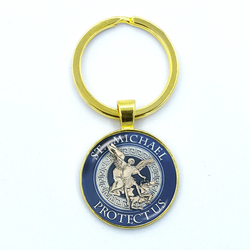 New Men Keychains Archangel St.Michael Protect Me Saint Shield Protection Charm Russian Orhodox Keyrings Jewelry Gift