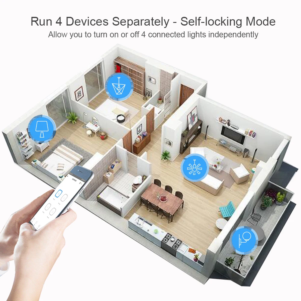 Ewelink WiFi RF Switch Module DC12V 24V AC 110V 220V Wireless Relay Smart Home Remote Control 4 Channel Alexa Googole Home wifi rf switch module