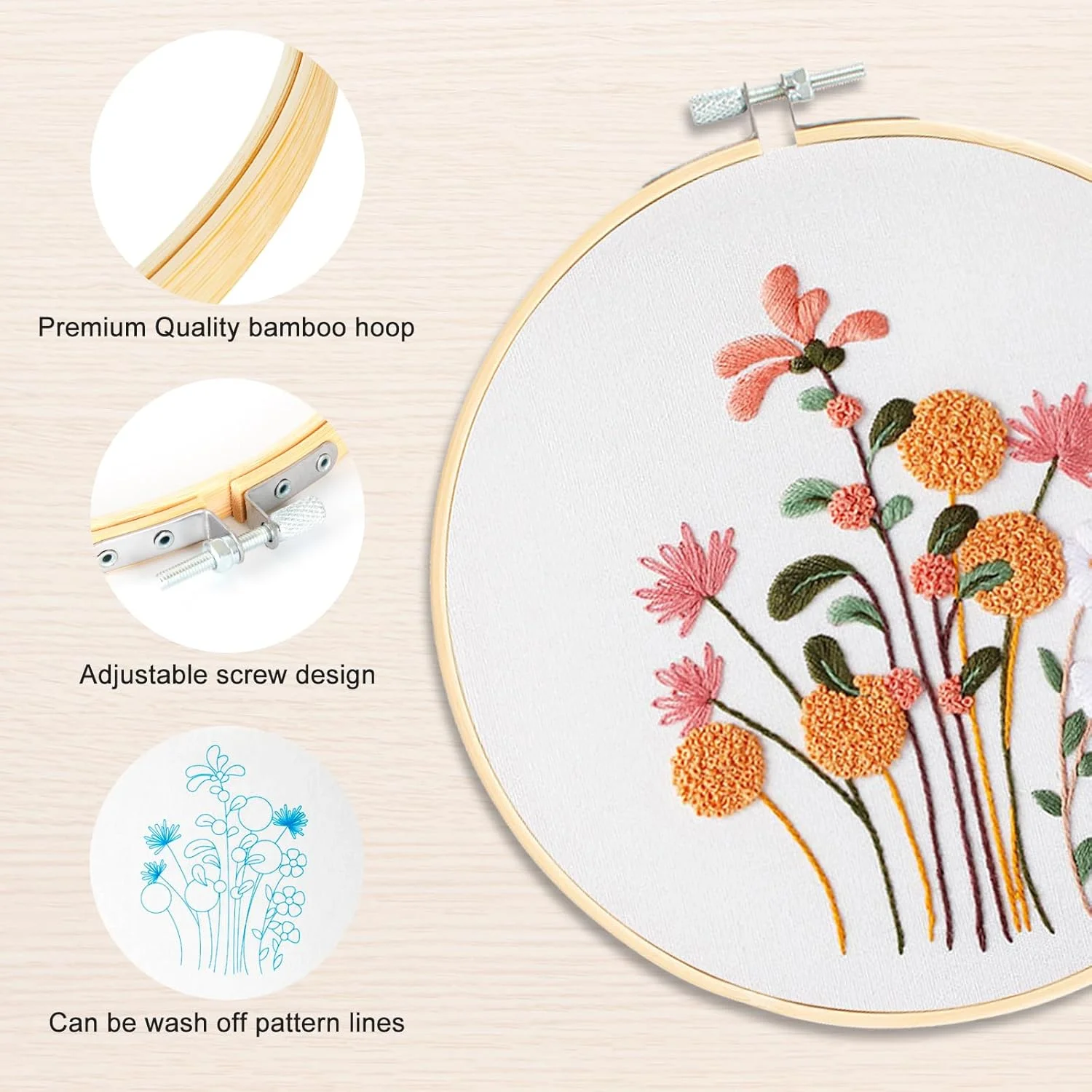Simple Floral Embroidery Kit DIY Handmade Fabric Art with Creative Design embroidery kits
