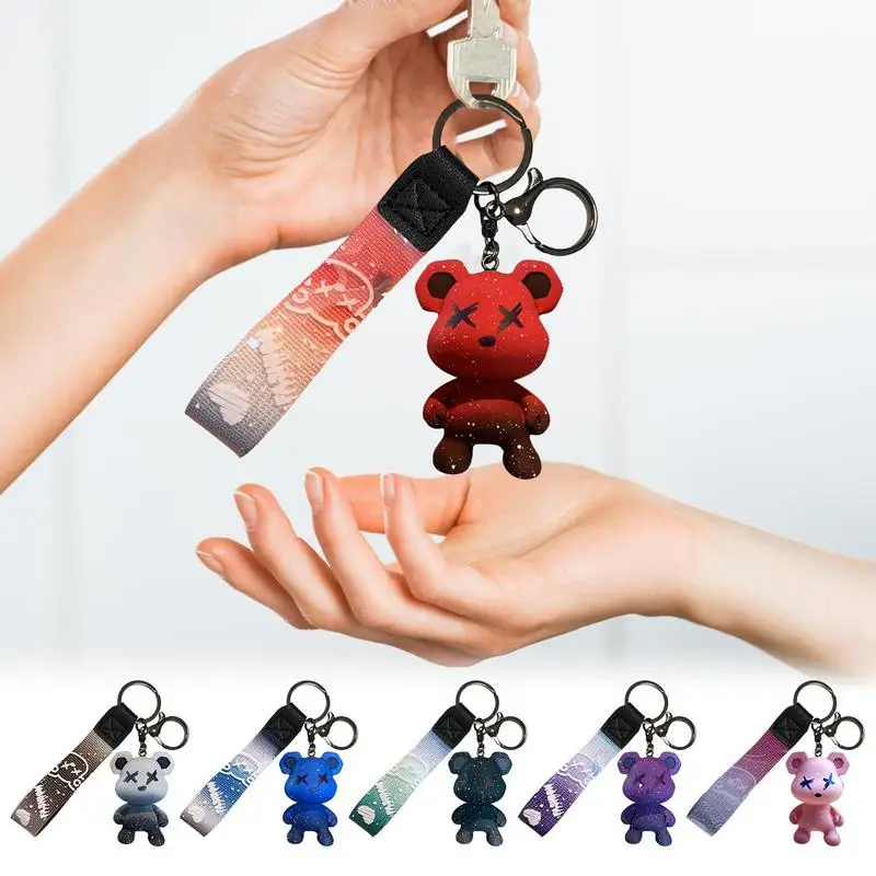 

Роскошный автомобильный брелок с изображением медведя звездного неба градиентного Цвета Универсальный Мужской Женский парный Брелок с подвеской автомобильный подарок для друга аксессуары для ключей
