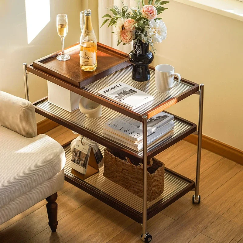 Solid Wood Trolleys Restaurant Small Apartmen Outdoor Hotel Coffee Tables Organizer Drinks Home Furniture