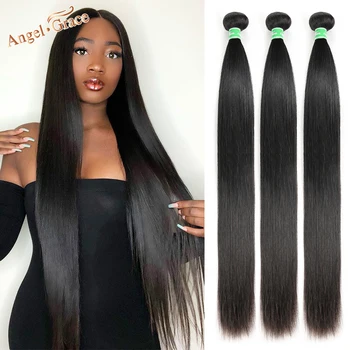 Fasci di capelli lisci brasiliani da 30 pollici fasci di capelli doppi da 1/3 pezzi estensioni dei capelli umani Remy al 100% per le donne