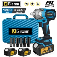 Gisam 1200N.M Torque Brushless Electric Impact Wrench 1/2 inch Cordless Wrench Screwdriver Power Tools For Makita 18V Battery 1