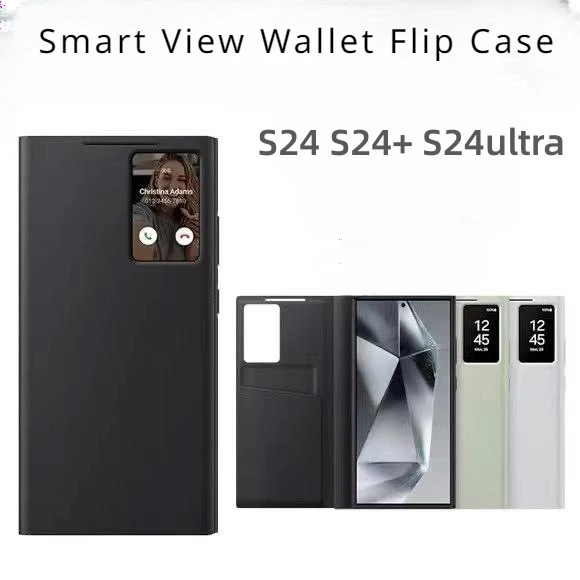 

S24 Flip Wallet Leather Case For Samsung Galaxy S24 Ultra Smart View Cover With Real Chip Phone Case For Samsung Galaxy S24 Plus
