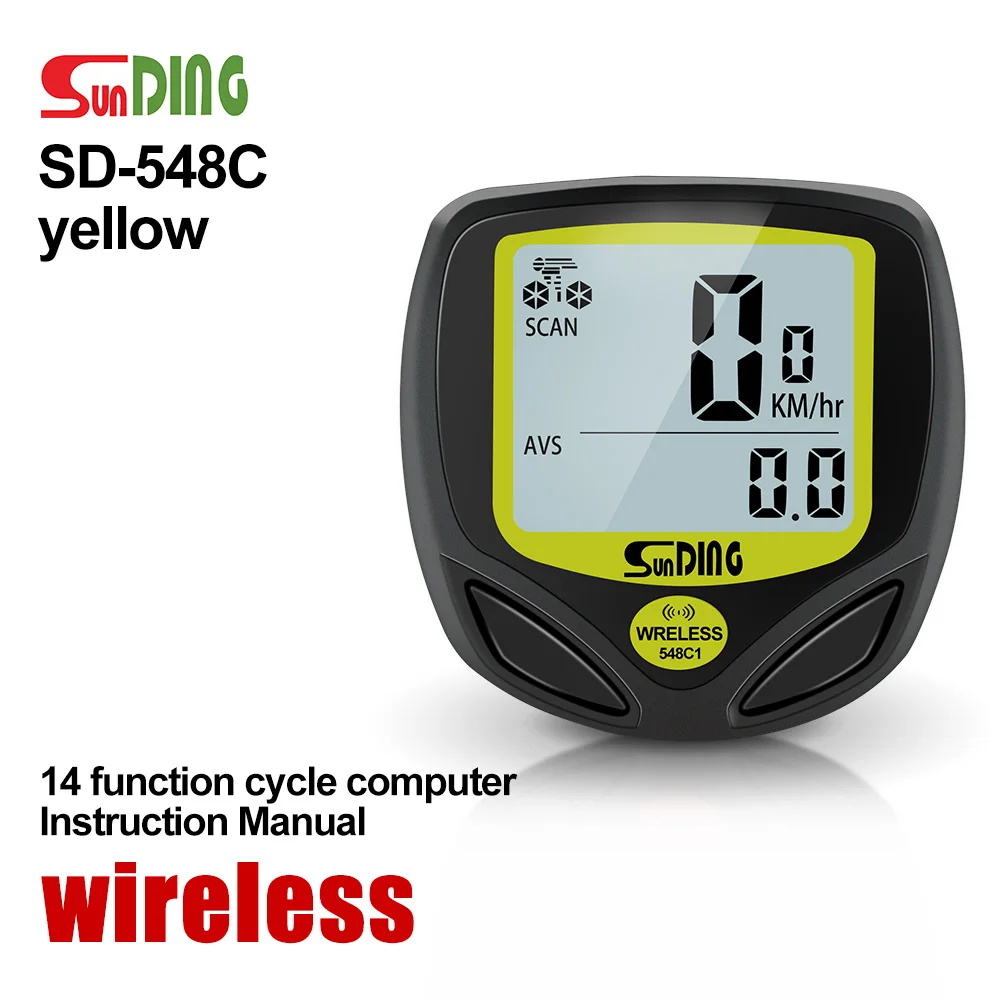 

SUNDING SD-548B wired Bike Speed Meter SD-548C wireless Digital Bike Computer Multifunction Sensors Bicycle Computer Speedometer