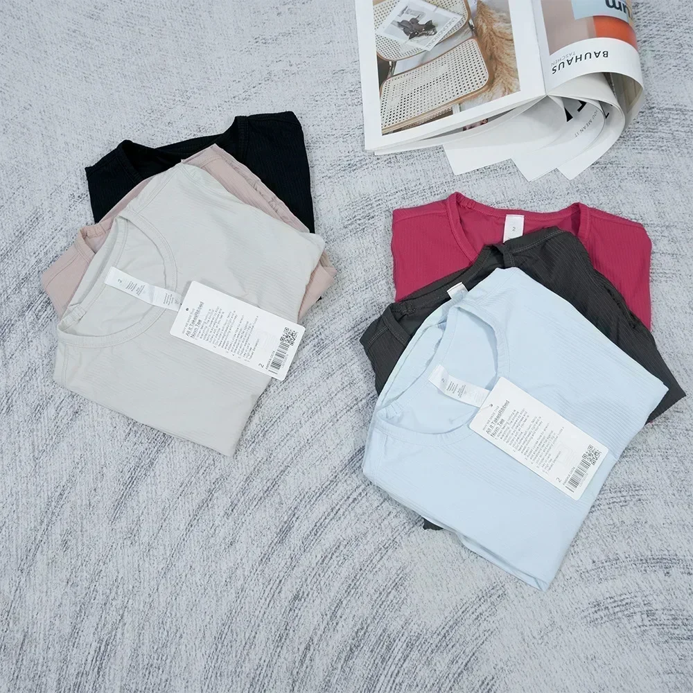 Ribbed Tight women T-Shirt Sexy Waist Shaping Cropped Top Short Sleeve Shirts Gym T-shirt Breathable Yoga Clothes Summer