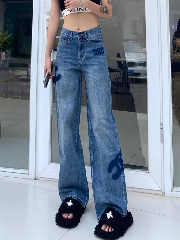Hand Embroidered Women Jeans Wide Leg Pants Wash Bag Hip High Waist Stretch Slim High Street Tight Pocket Color Matching Luxury2