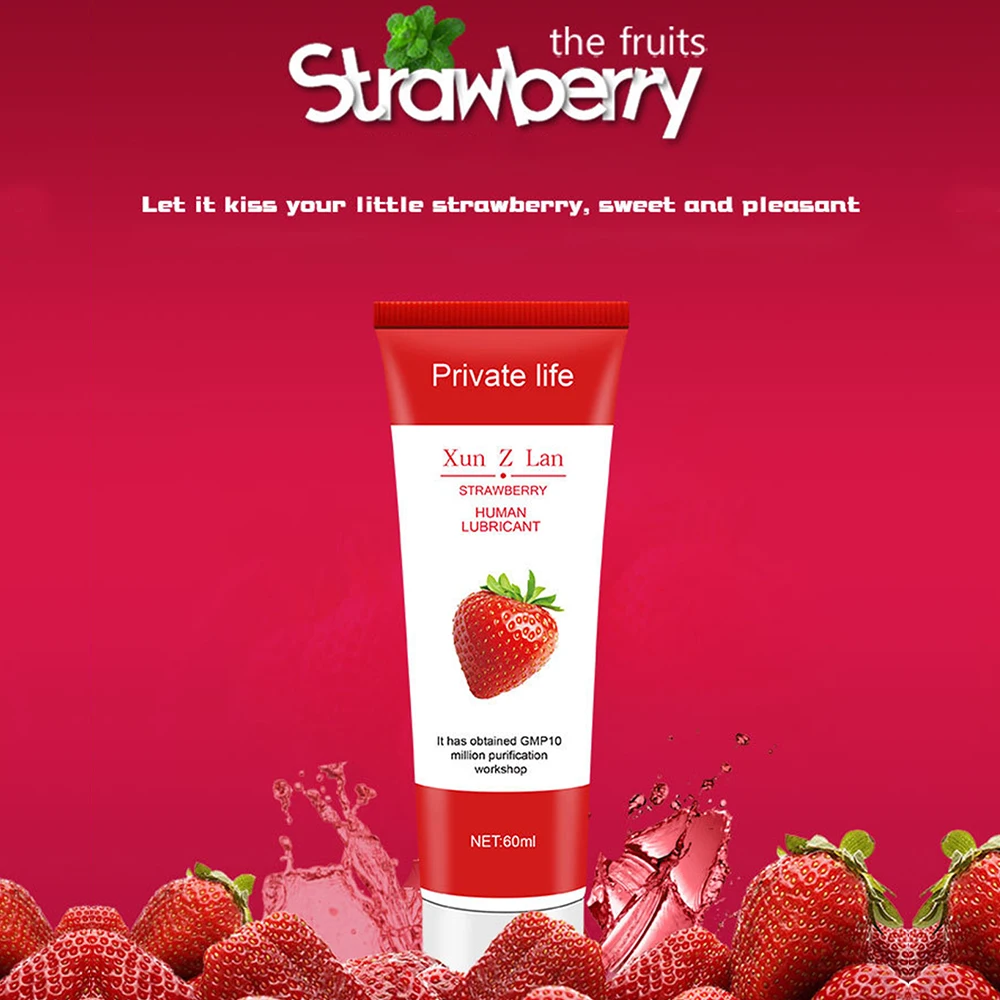 Sex Lubricant 60ml Water-based Strawberry Cherry Peach For Session Relieve Dryness Adults Lube Adult Gel