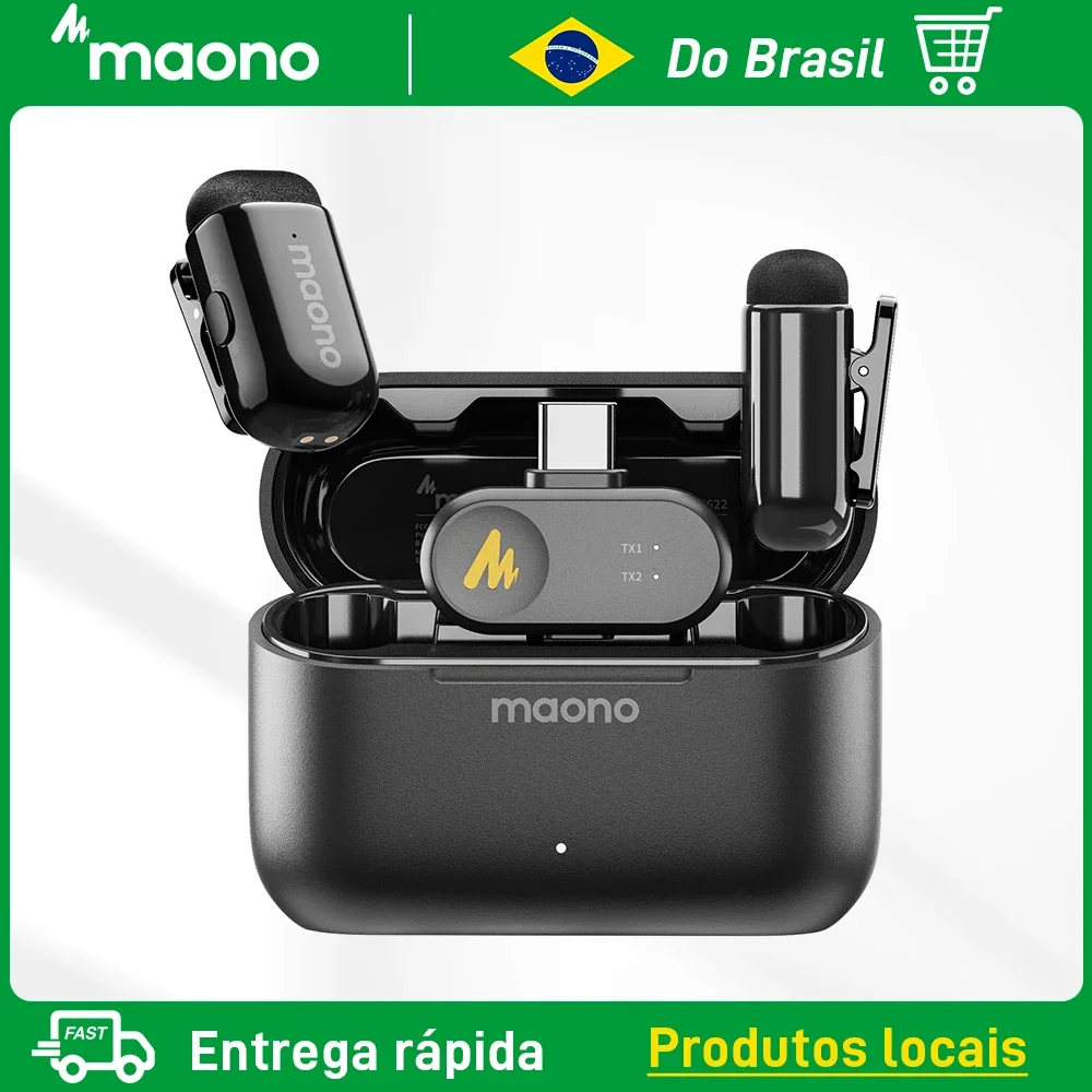 Microfone Lapela Sem Fio Maono Wave T1 Mini – Gravação Profissional