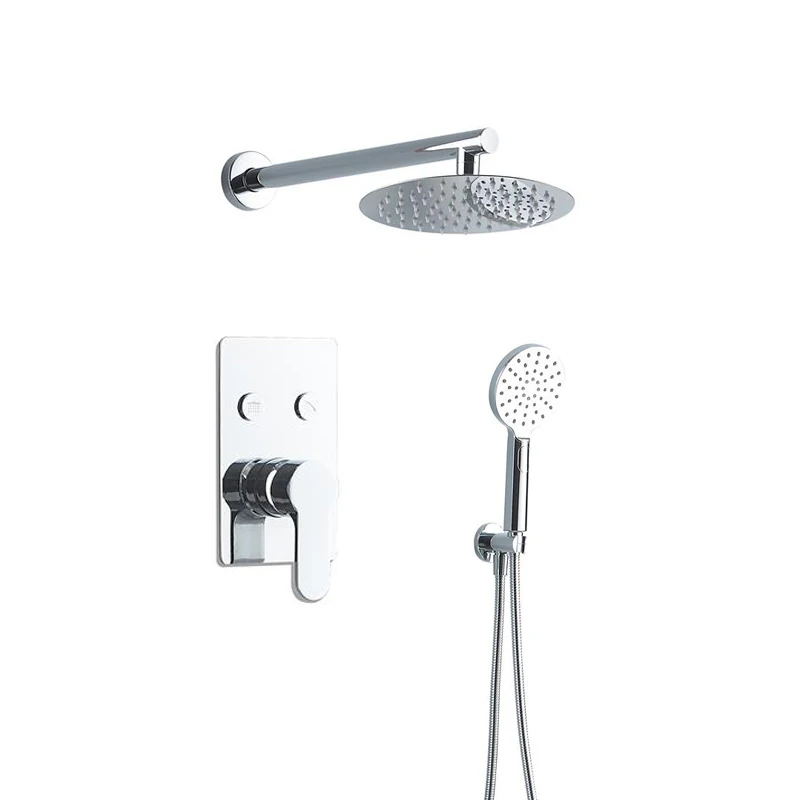 

Azeta Chrome Wall Mounted Button Control Cold Hot Water Rainfall Bathroom Concealed Bath Shower Mixer Set AT1868