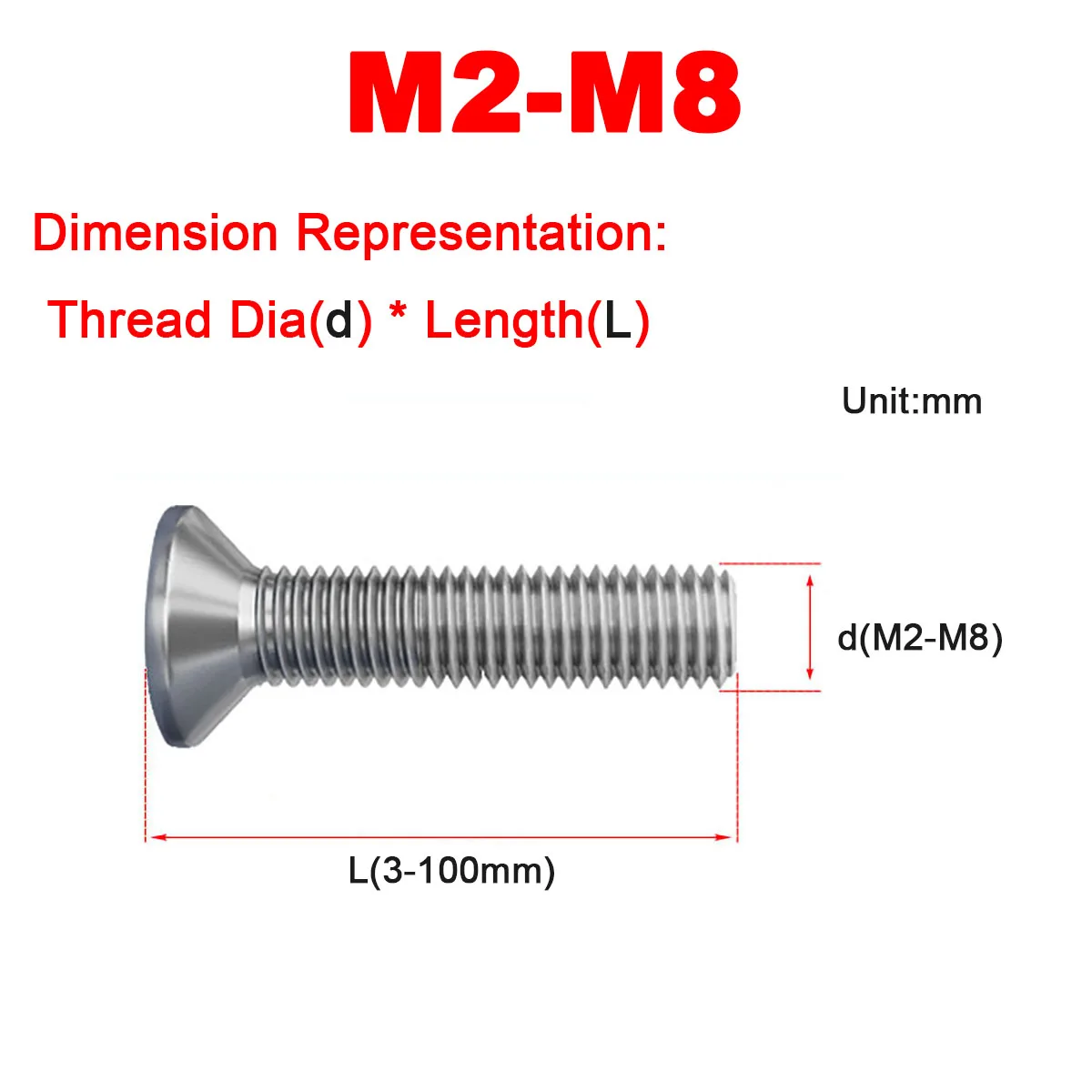 

316 Stainless Steel Flat Head Cross Recess Screw M2M2.5M3M4M5M6M8
