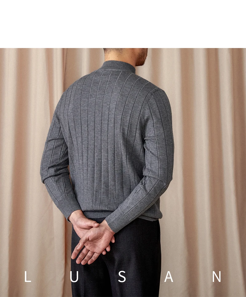 Herbst und Winter Gentry Pullover Slim-Fit Wollpullover Vintage italienischer Langarm-Pullover mit halbem Rollkragen Trendige Herren – Detail 23