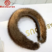 2025 Hot Sale Women Luxury winter 100% Real Mink Fur Headbands High Quality Real Fur Hair Band Lady Fashion Hair Hoop Furry Gift