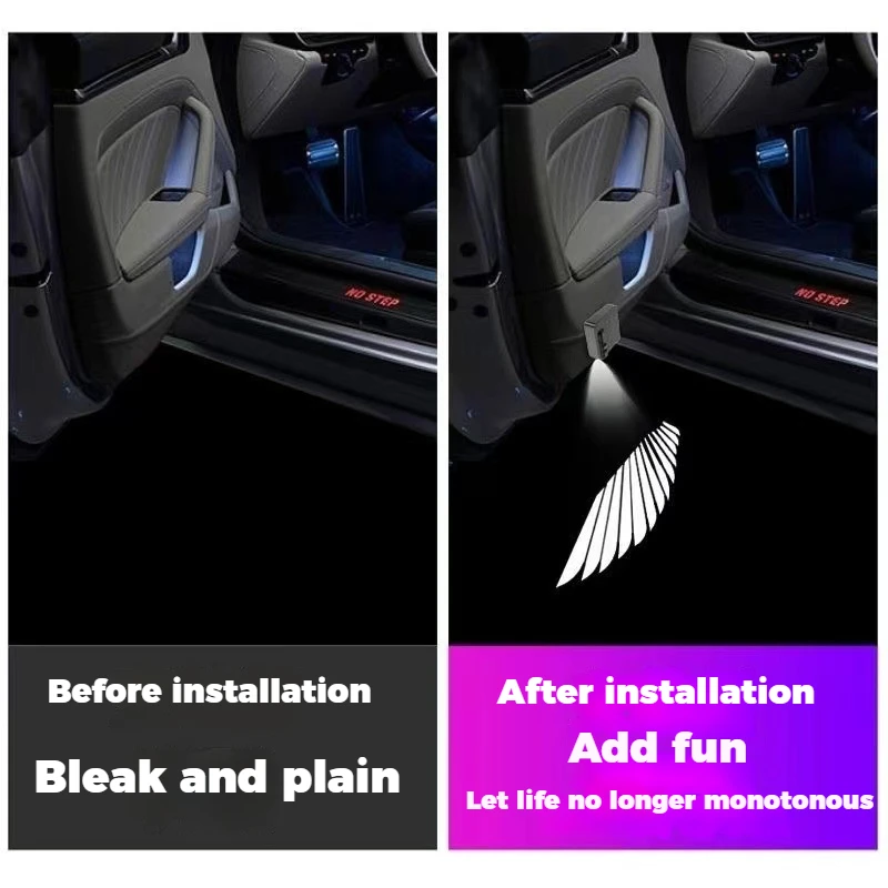 For nissan High-definition welcome light, nowiring, carbon fiber pattern infrared door sensing projection light, floor