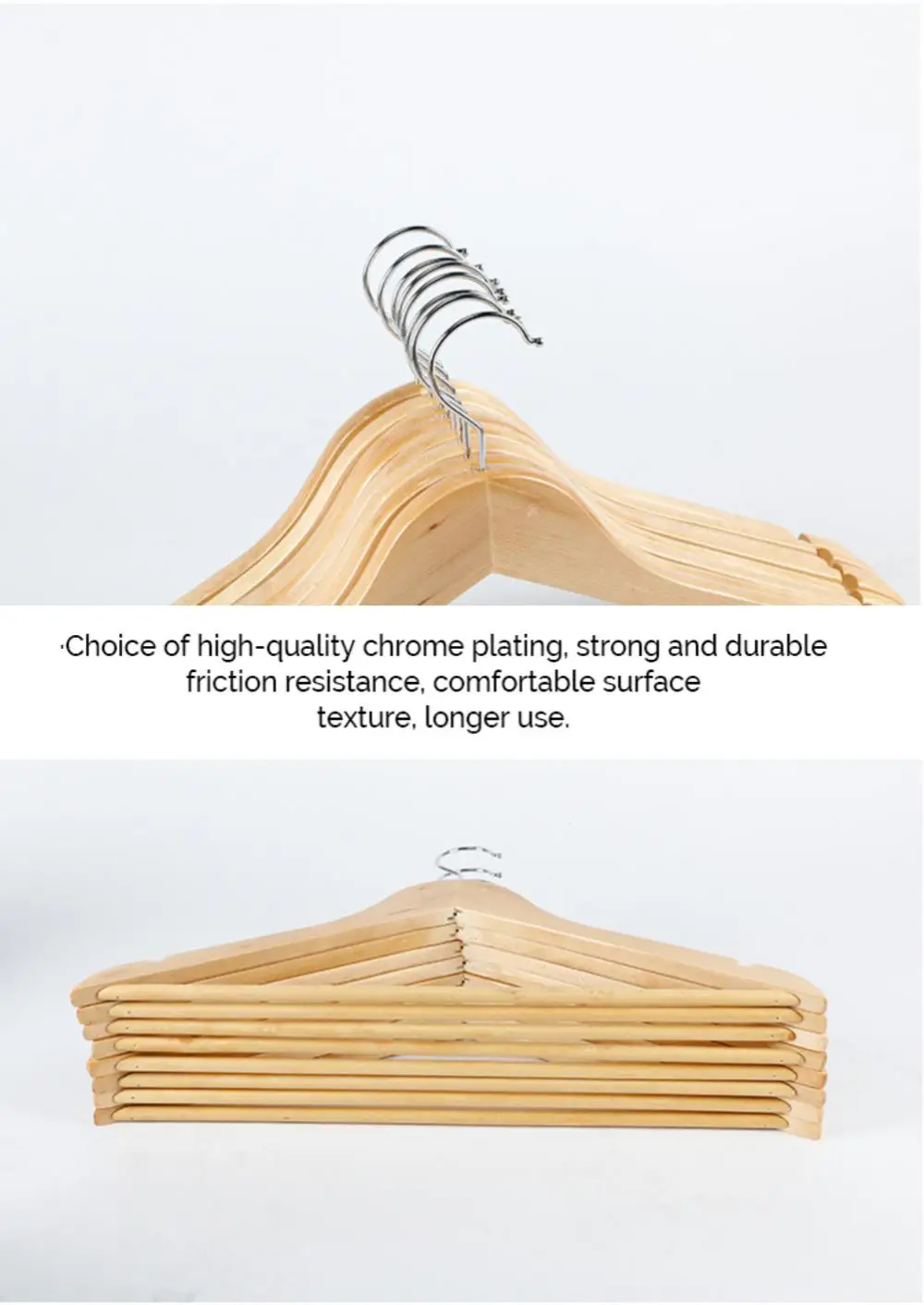 Solid Wood Hangers For Clothes Non-Slip Hanger Clothing Store Hotel Clothes Support Home Wardrobes Organizer Pack Of 3