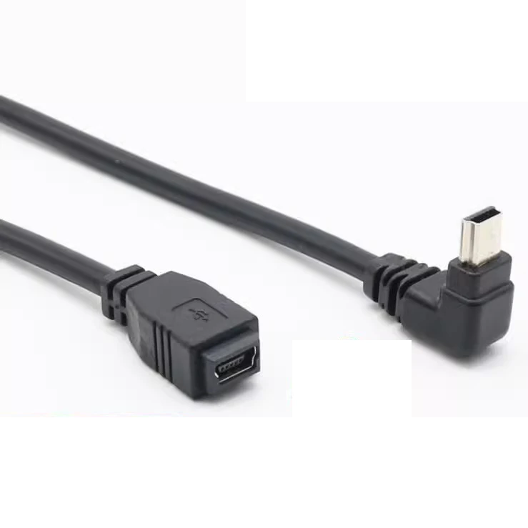 25CM 90 Degree Right & Left & Up Down Angled Mini USB 2.0 5Pin Male to Female Extension cable Mini-usb for GPS Receiver
