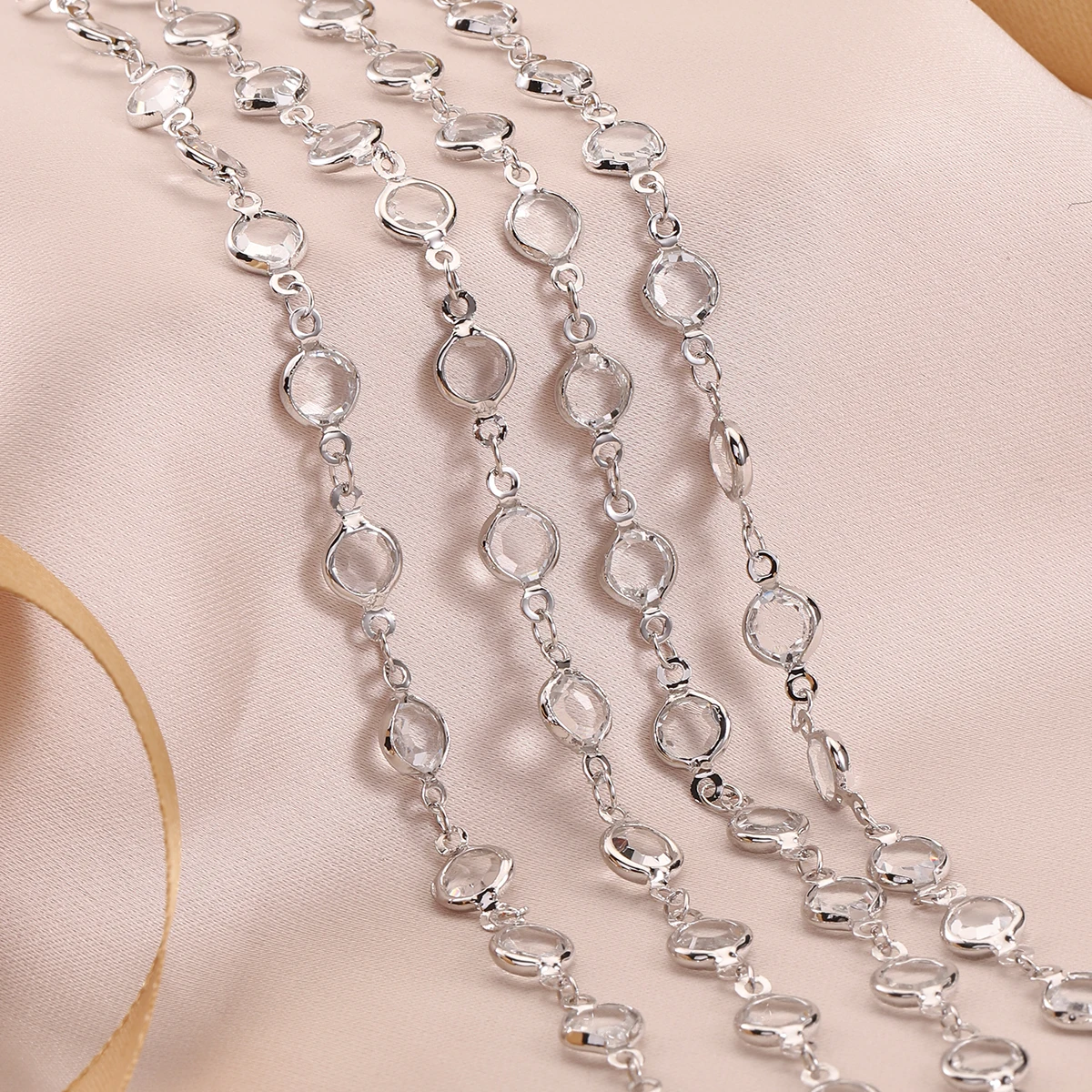 1 Meter/Los gemischte Farben Kristallglasperlen Kette Kupferkette für DIY Schmuckherstellung Halskette Armband Zubehör Materialien – Detail 9
