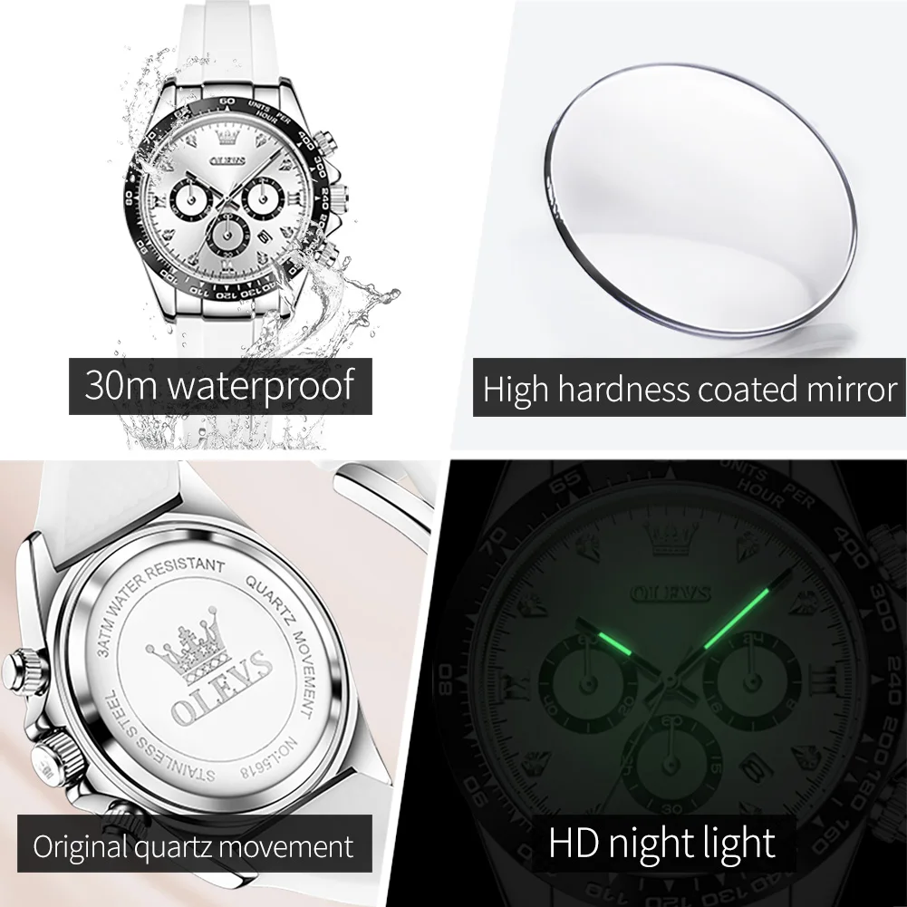 OLEVS 5618 Women's Watch Fashion Original Date Quartz Watch For Women Chronograph Waterproof Luminous Luxury Ladies Wristwatch