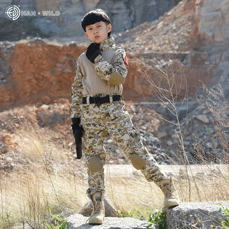Exercise Special Forces Kids Clothing Army Military Scouting Uniform Camouflage Coat+Pant Training Performance Costume 100-160CM 3