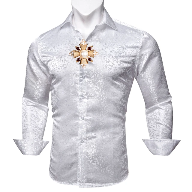 Chemise à col rabattu en soie dorée pour homme, à manches longues, à motif  Floral, de qualité supérieure, décontracté, fête, business, Barry.Wang,  CY-633 - AliExpress