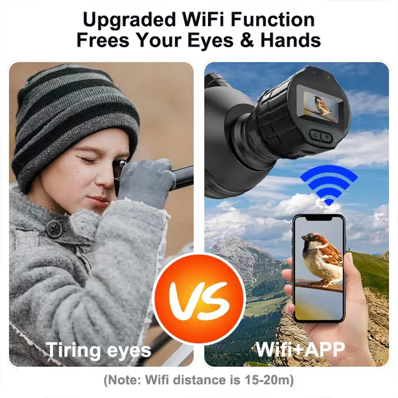 1920X1080 WiFi 전자식 아이피스 카메라 1.5인치 휴대용 레코더 망원경 APP 연결 기능이 있는 쌍안경 고화질 화면