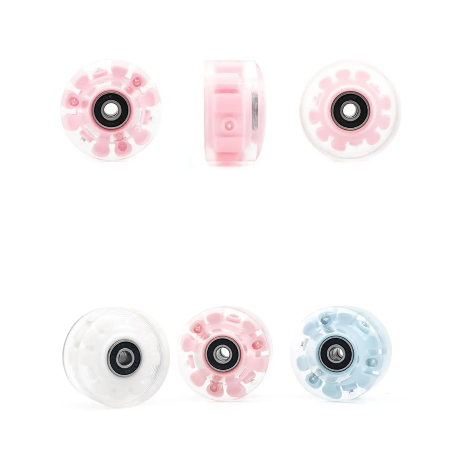 8 Pieces Luminous Roller Skate Wheels with Wrench Accessories 82A Hardness with Bearings Installed Light up Roller Skate Wheels