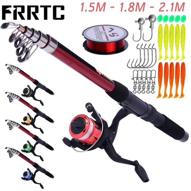 Fishing Tackle Set with 2.1m Telescopic Fiberglass Fishing Sea Rod Spinning  Fishing Reel Fishing Baits Hook Fishing Pole Rod Kit - AliExpress