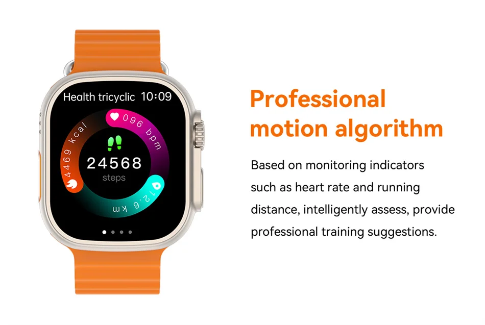 Montre connectée NFC Ultra Series 8 : écran HD de 1,96", appel Bluetooth, suivi d'activité, montre connectée étanche