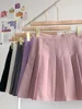 2024 New Black Skirt Female Summer High Waist gothic Anti-Glare A-Line Pleated Skirt Short Skirt Purple Ins Tide Ulzzang Skirt 4