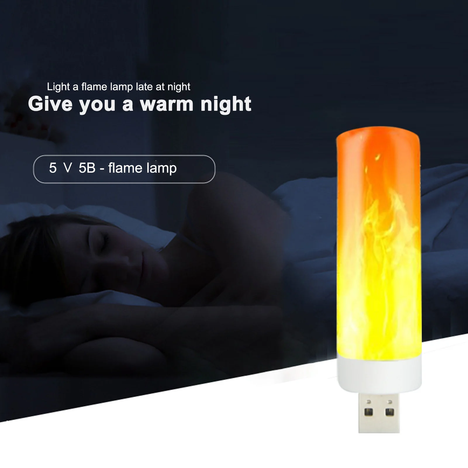 LED Flame Effect Light Flame Bulb Save Energy LED Flame Light Fireplace Lights for Room Party Bar Decor Power By USB Charging