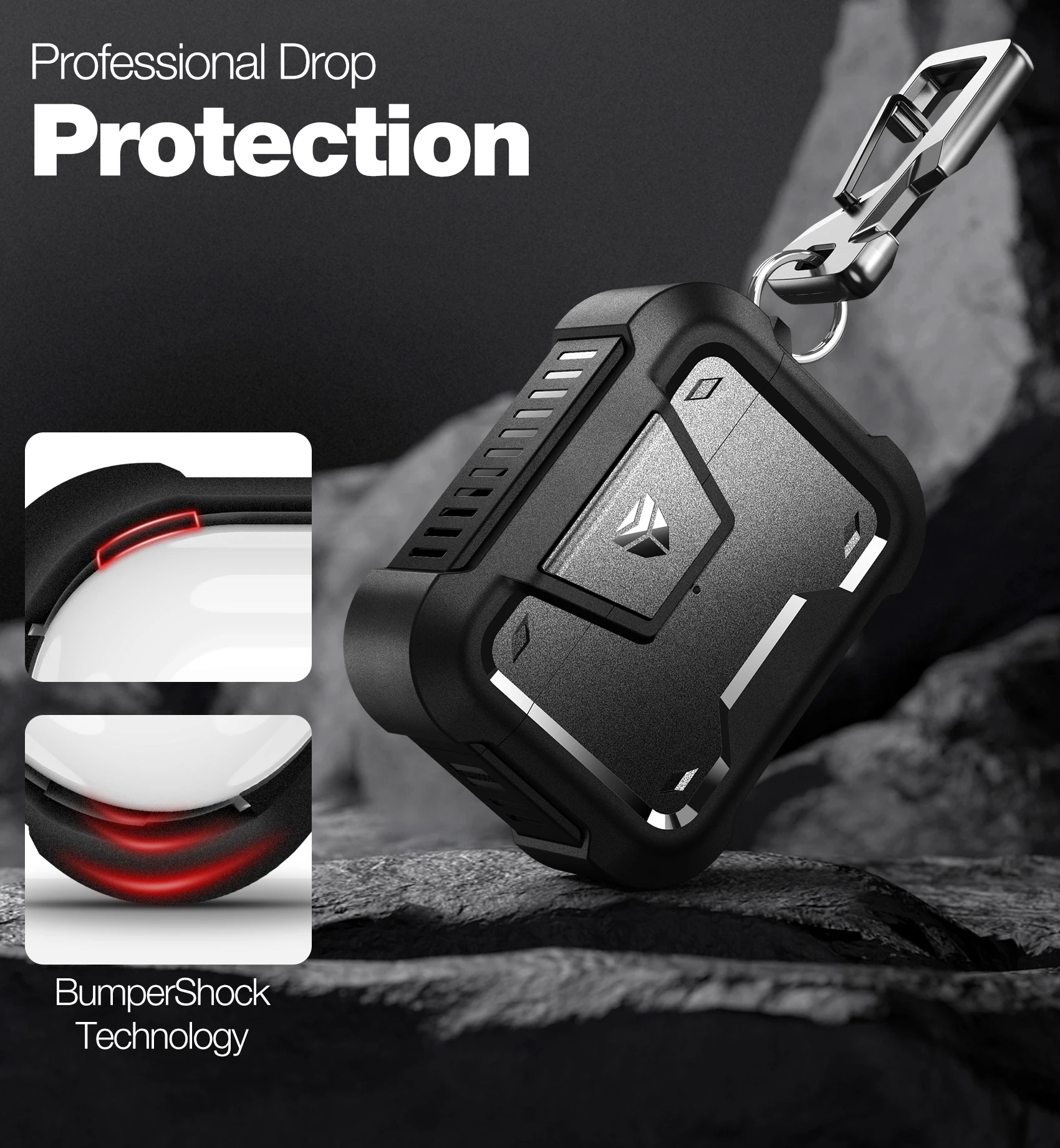 Dexnor Kompatibel mit Airpods Pro Full-Körper Robuste Schutzhülle Für Apple Airpods Pro Fall Mit Secure Lock Keychain design – Detail 10