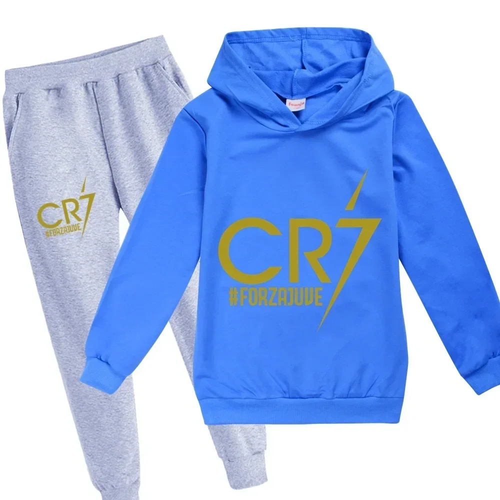 thumbnail image 1 of Ropa para niños Sudadera con capucha y pantalones Traje para niño de 3 a 12 años Sudadera de primavera y otoño Chándal de fútbol CR7 Traje deportivo para vacaciones para niños, 1 of 5