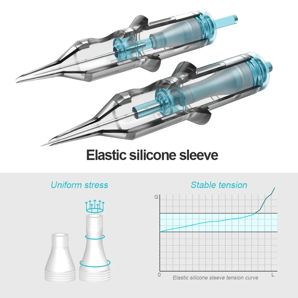 Tattoo Microblading Needles Disposable Tattoo Tips STIGMA 20Pcs Tattoo Needle Cartridge Round Liner Disposable Eyebrow Cartridge 0.3/0.35MM Makeup Tattoo Supplies