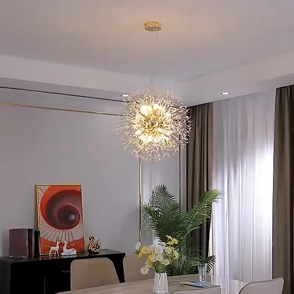 

Indoor Chandelier Dandelion Modern Dimmable Dandelion Chandelier LED Crystal Firework Globe Hanging Lamp for Living Room Bedroom