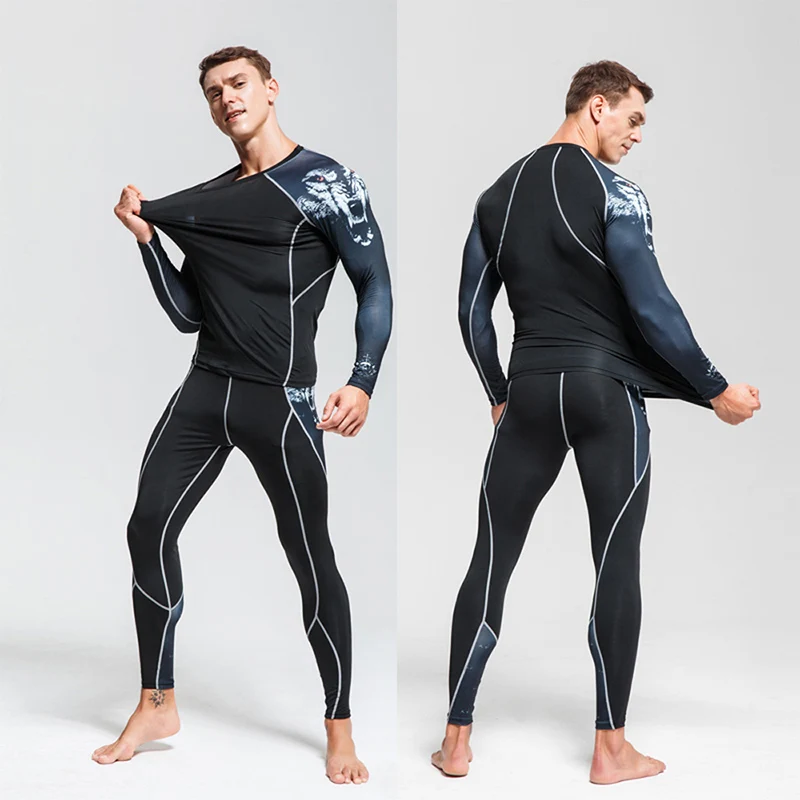 New Men Thermal Underwear Sets Compression Fleece Sweat Quick Drying Thermo Underwear Men Clothing Long Johns