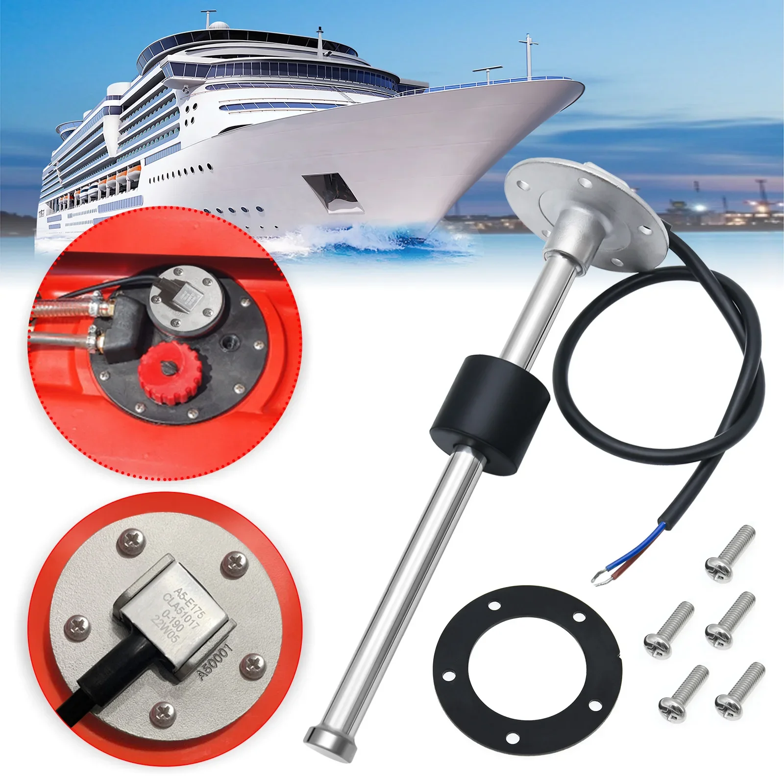 52mm Water Level Gauge+Water Level Sensor 100-500mm Water Tank Meter Indicator W
