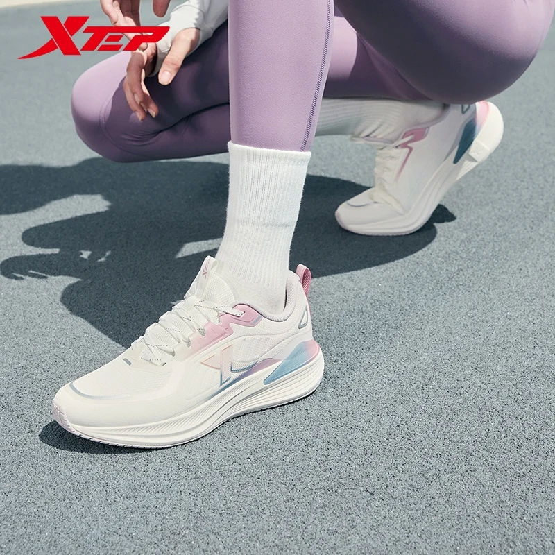 Xtep Running Shoes for Women Winter Mesh Breathable Shock-absorbing Lightweight Leather Casual Sports Shoes 976418110037