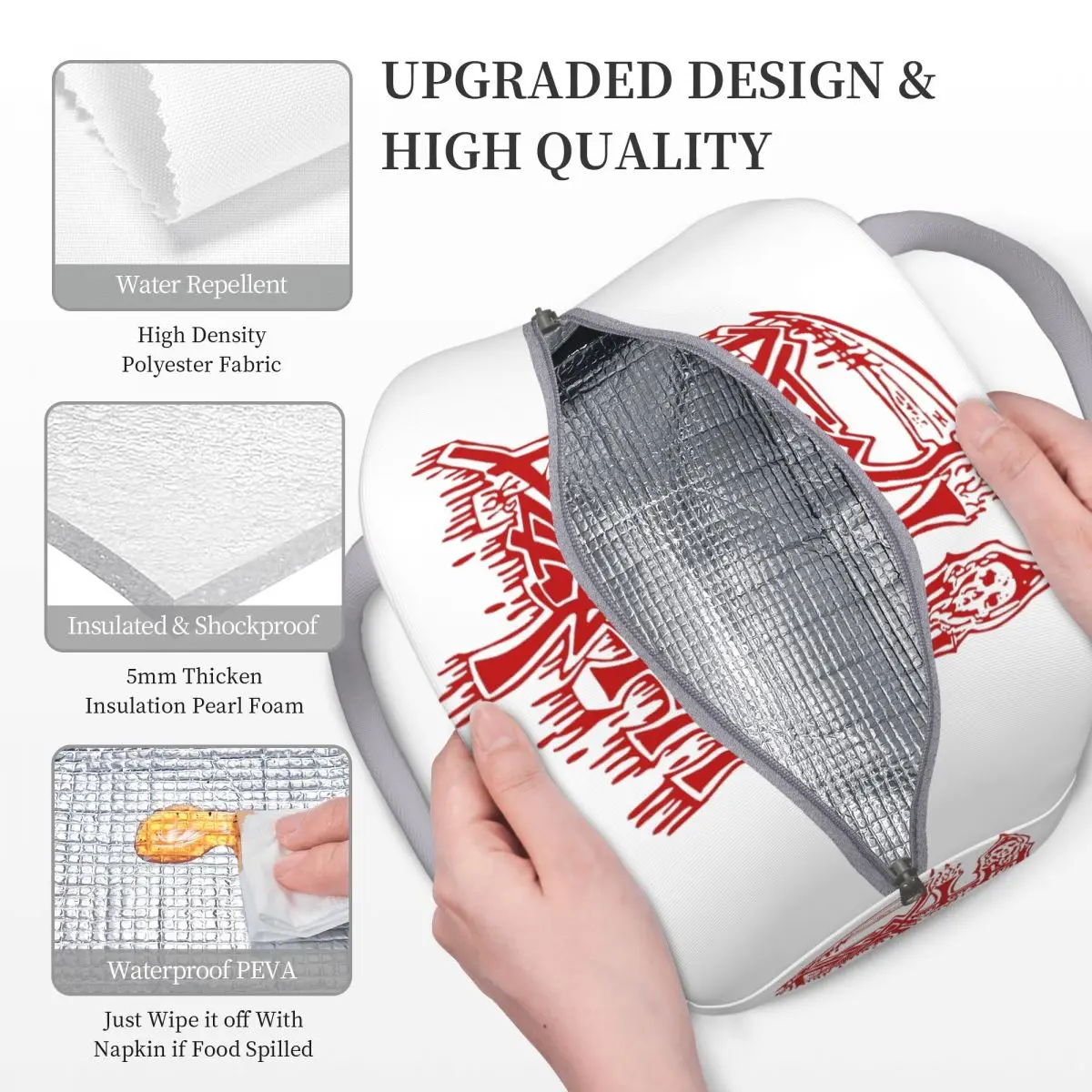 Death Band Rock Band Metal Music Thermal Insulated Lunch Bag for Office Reusable Food Container Bags Thermal Cooler Lunch Boxes