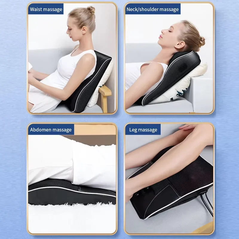 Electric Neck Massager with Heating and Vibration for Car Back Pillow
