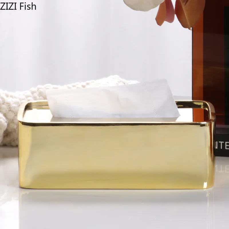 Rectangular Metal Tissue Box Napkin Boxes Ornament Tissue Holder Tissue Storage Box Paper Boxes Organizer Roll Paper Holder 4