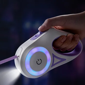 스트리머 LED 조명 개 목줄 자동 연장 나일론 목줄 리드, 프리미엄 내구성 애완 동물 산책 리드 견인 로프, 애완 동물 제품