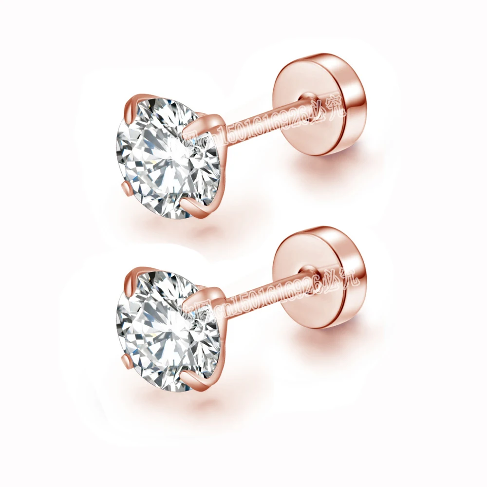 Stud Earrings Crystal Earrings Fashion Earrings Colorful Earrings Stainless Steel Earrings Metallic Color Earrings Metal Earrings Artificial Crystal Earrings Cubic Zirconia Earrings Crystal Zircon Earrings 4 Color Top Unisex Women Men Round