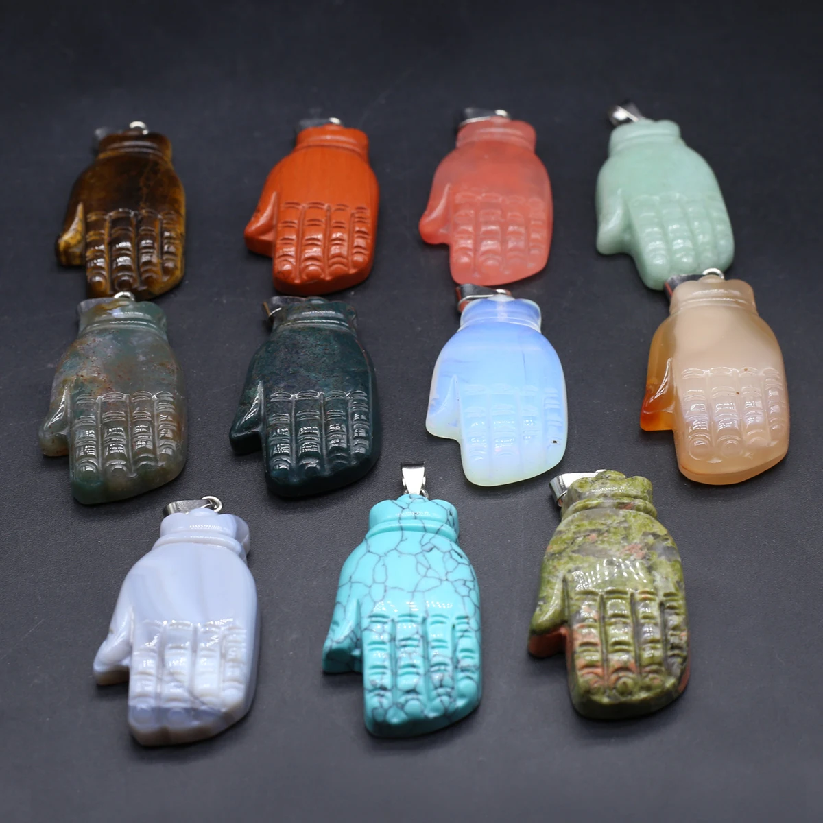 5PCS Natural Semi Precious Stone Random Color Bergamot Pendant 47x27mm Jewelry Making DIY Necklace Earrings Accessories